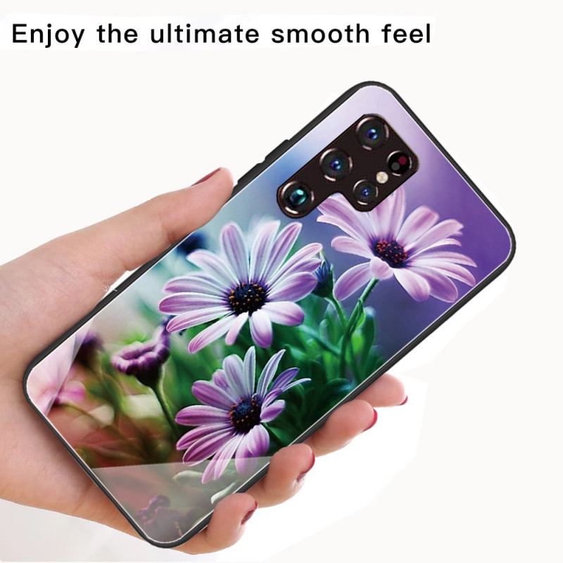 Cover Samsung Galaxy S22 Ultra 5G Realistiske Hærdet Glas Blomster