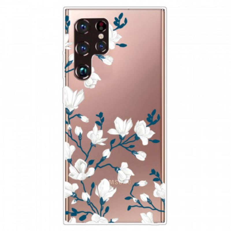 Cover Samsung Galaxy S22 Ultra 5G Sømløse Hvide Blomster