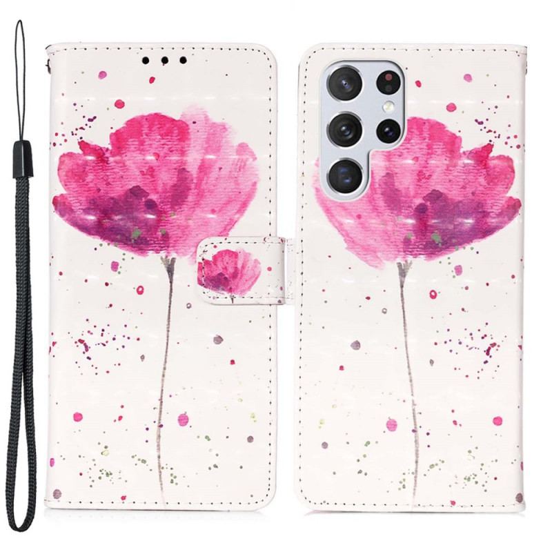 Flip Cover Samsung Galaxy S22 Ultra 5G Akvarel Valmue