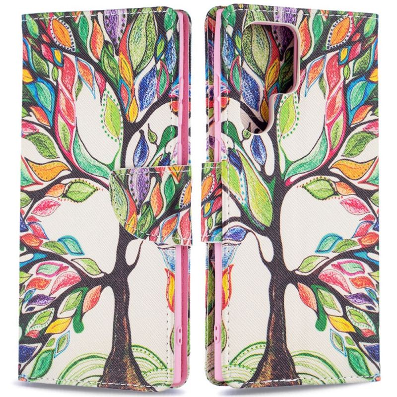 Flip Cover Samsung Galaxy S22 Ultra 5G Farverigt Træ
