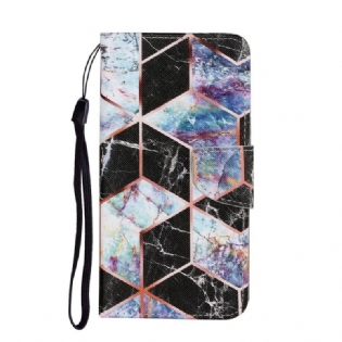 Flip Cover Samsung Galaxy S22 Ultra 5G Geometrisk Marmor