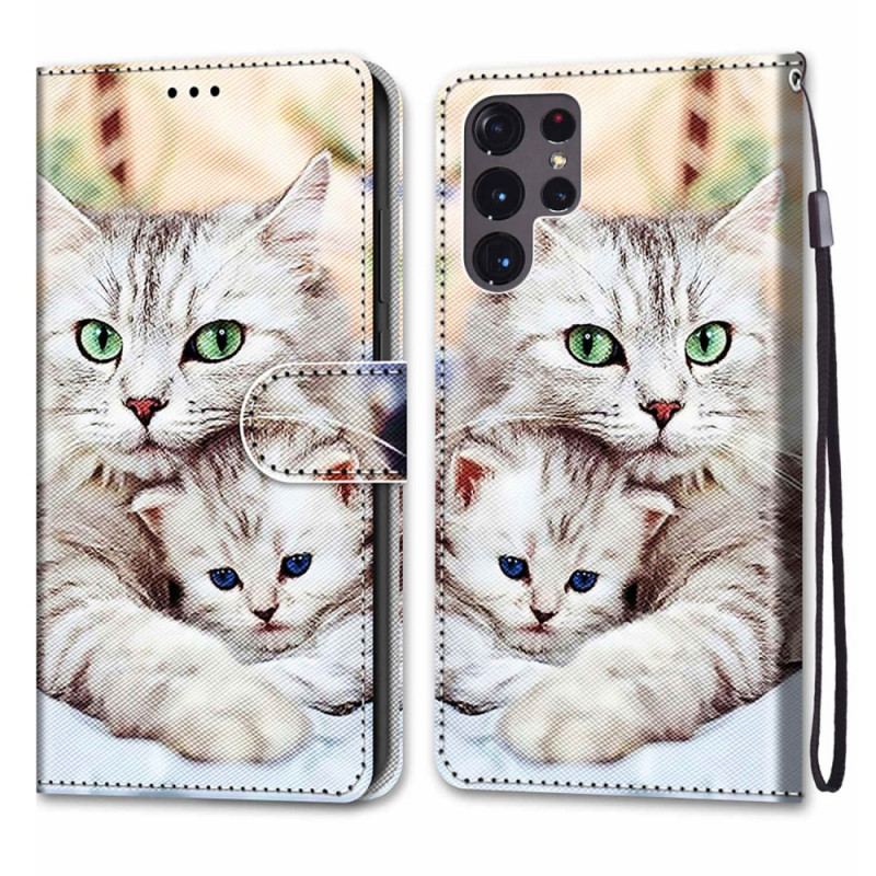 Flip Cover Samsung Galaxy S22 Ultra 5G Kattefamilie