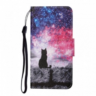 Flip Cover Samsung Galaxy S22 Ultra 5G Kattehistorier Med Snor