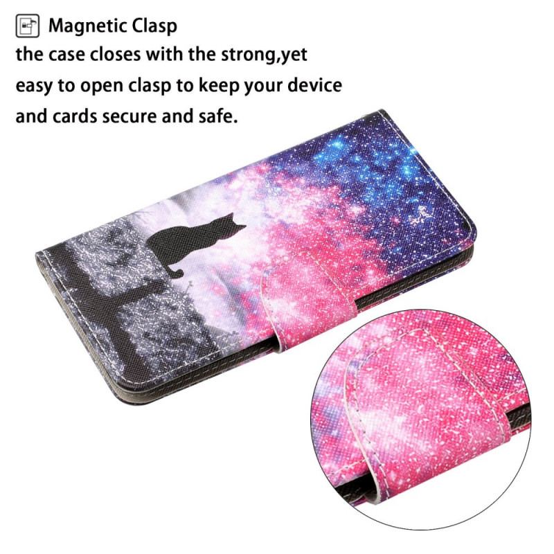 Flip Cover Samsung Galaxy S22 Ultra 5G Kattehistorier Med Snor