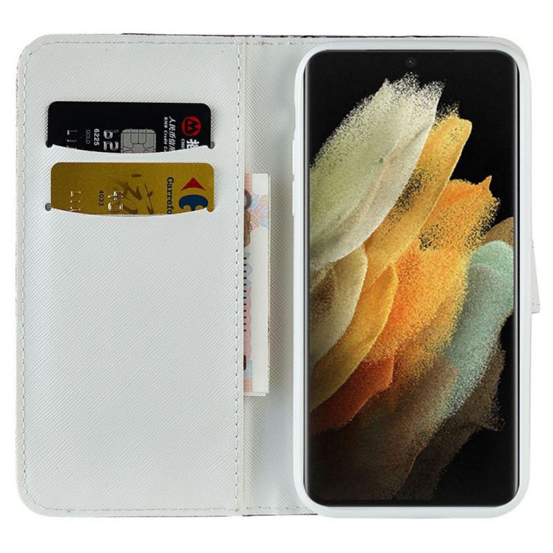 Flip Cover Samsung Galaxy S22 Ultra 5G Krokodille Diamanter