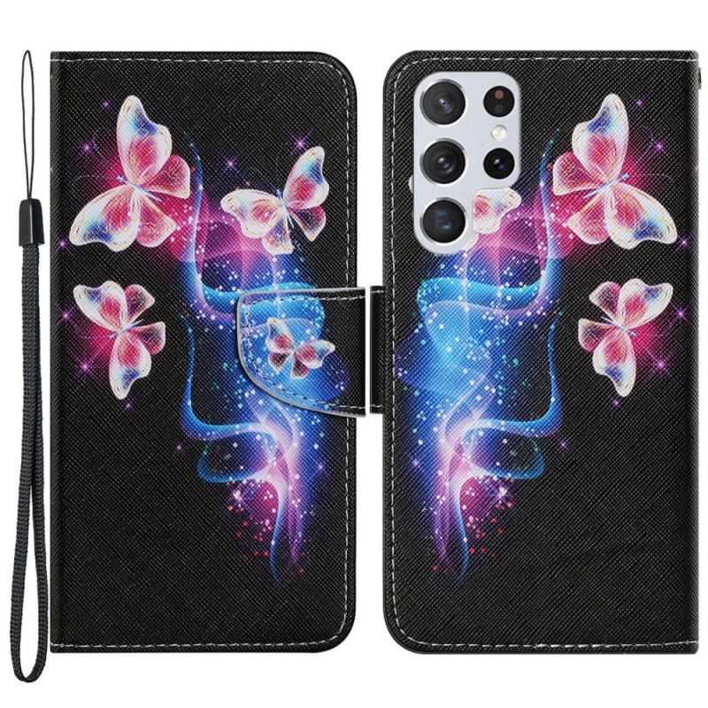 Flip Cover Samsung Galaxy S22 Ultra 5G Magiske Sommerfugle