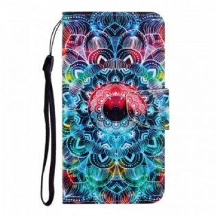 Flip Cover Samsung Galaxy S22 Ultra 5G Med Snor Prangende Strappy Mandala