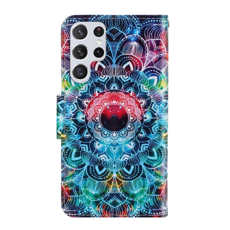 Flip Cover Samsung Galaxy S22 Ultra 5G Med Snor Prangende Strappy Mandala