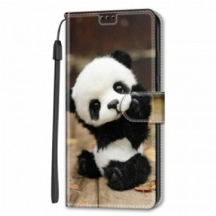 Flip Cover Samsung Galaxy S22 Ultra 5G Med Snor Spil Lille Panda Med Rem