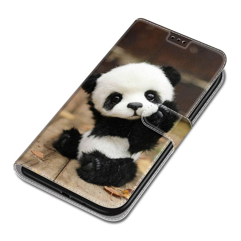 Flip Cover Samsung Galaxy S22 Ultra 5G Med Snor Spil Lille Panda Med Rem