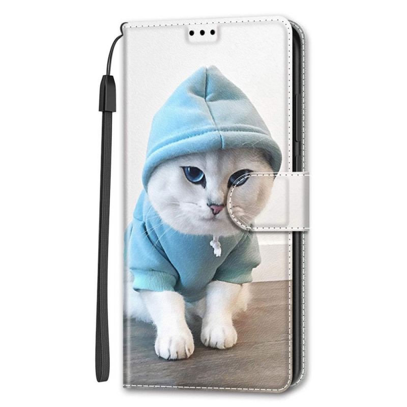 Flip Cover Samsung Galaxy S22 Ultra 5G Med Snor Thong Cat Fan