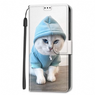 Flip Cover Samsung Galaxy S22 Ultra 5G Med Snor Thong Cat Fan