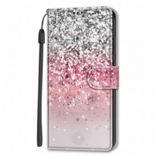 Flip Cover Samsung Galaxy S22 Ultra 5G Pailletter Med Rem