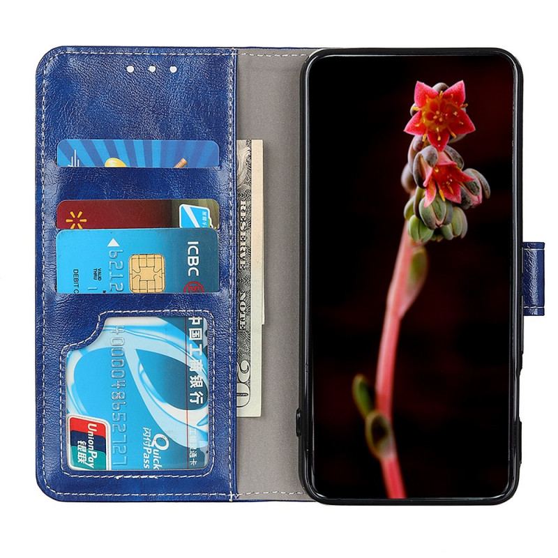 Flip Cover Samsung Galaxy S22 Ultra 5G Skinnende Og Synlige Sømme