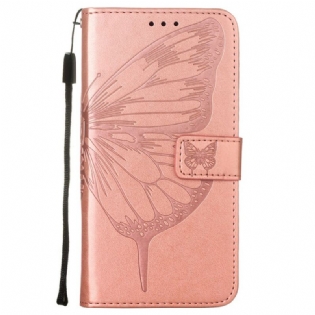 Flip Cover Samsung Galaxy S22 Ultra 5G Sommerfugledesign Med Snor