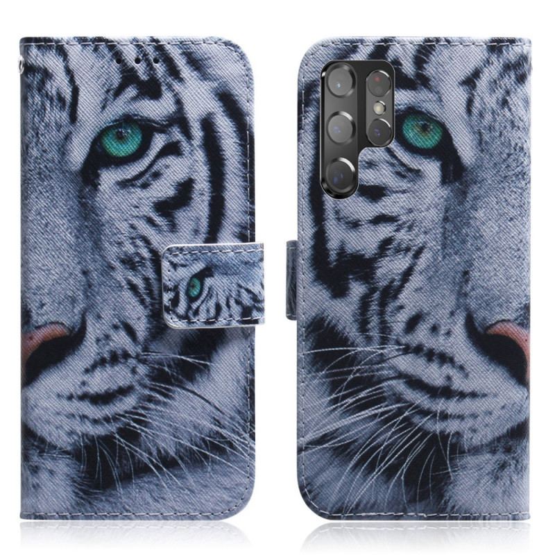 Flip Cover Samsung Galaxy S22 Ultra 5G Tiger Ansigt