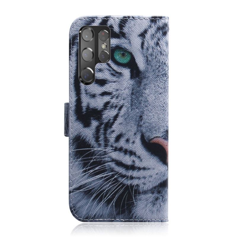 Flip Cover Samsung Galaxy S22 Ultra 5G Tiger Ansigt