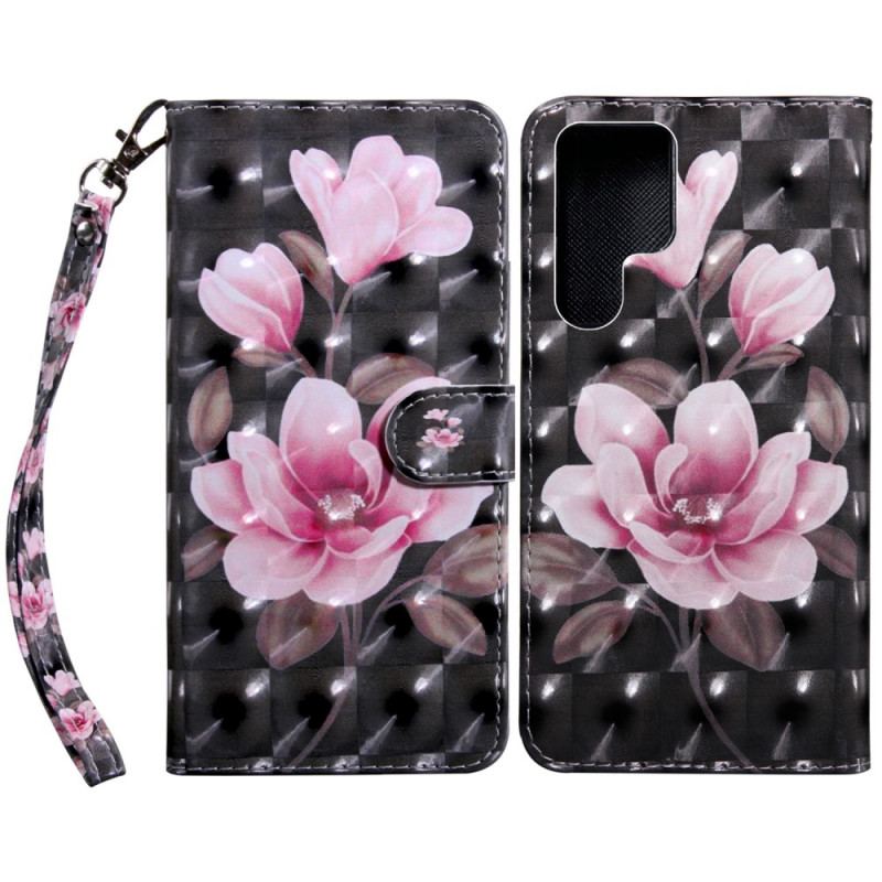 Læder Cover Samsung Galaxy S22 Ultra 5G Blomstre Blomster