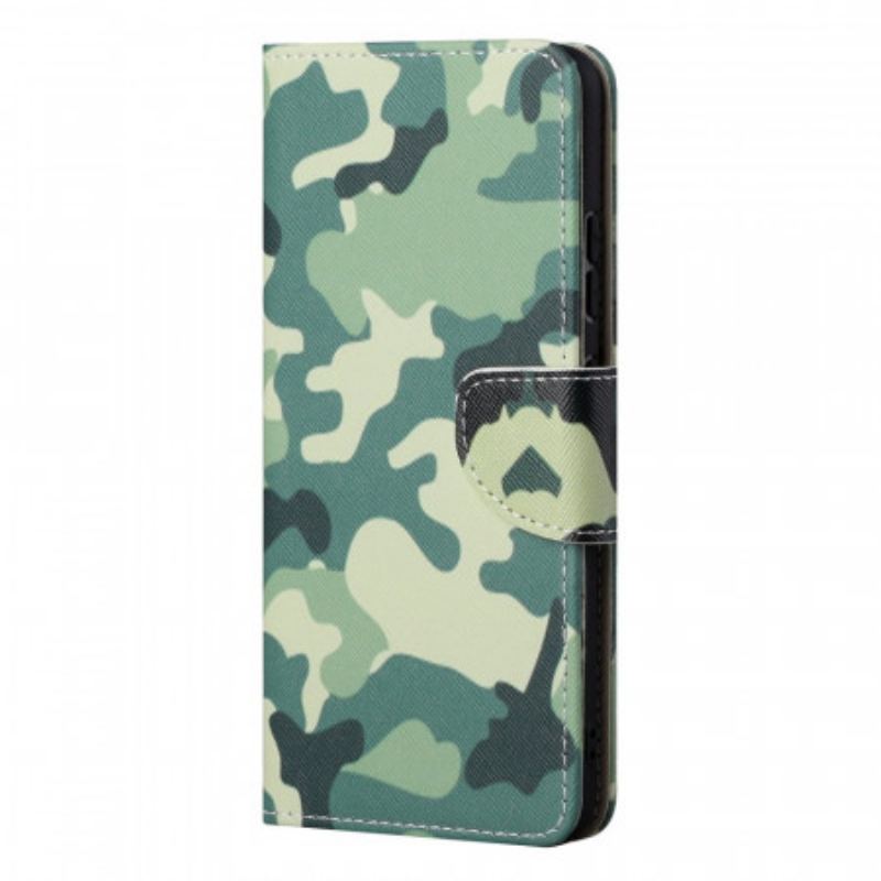 Læder Cover Samsung Galaxy S22 Ultra 5G Militær Camouflage