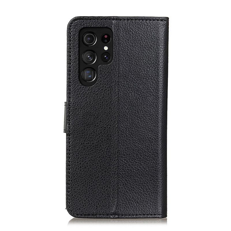 Læder Cover Samsung Galaxy S22 Ultra 5G Traditionelt Litchi Læder