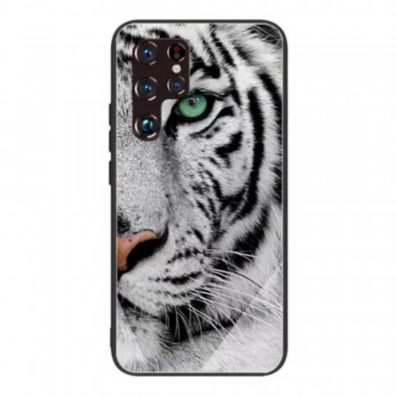Mobilcover Samsung Galaxy S22 Ultra 5G Tiger Hærdet Glas