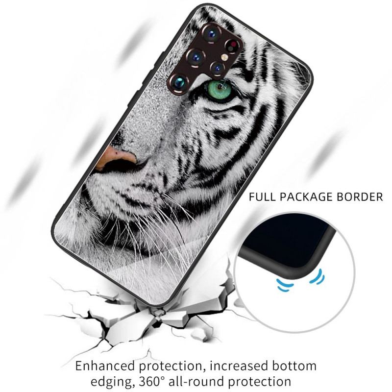 Mobilcover Samsung Galaxy S22 Ultra 5G Tiger Hærdet Glas