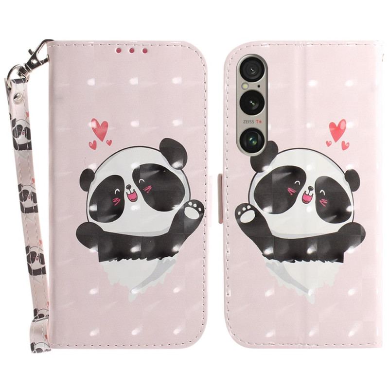 Flip Cover Sony Xperia 1 Vi Panda Love Med Rem