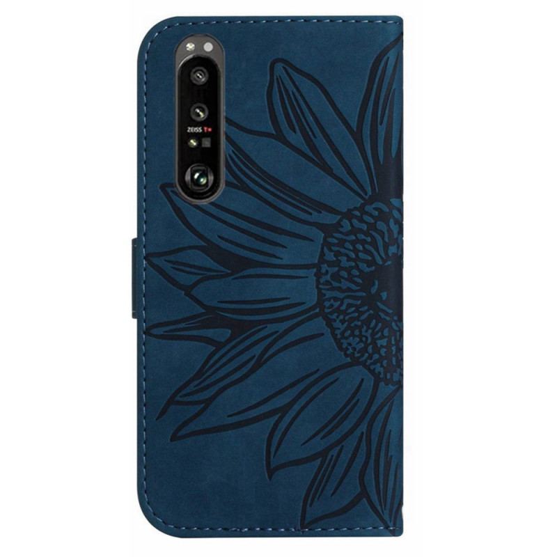 Flip Cover Sony Xperia 1 Vi Solsikketryk Med Rem