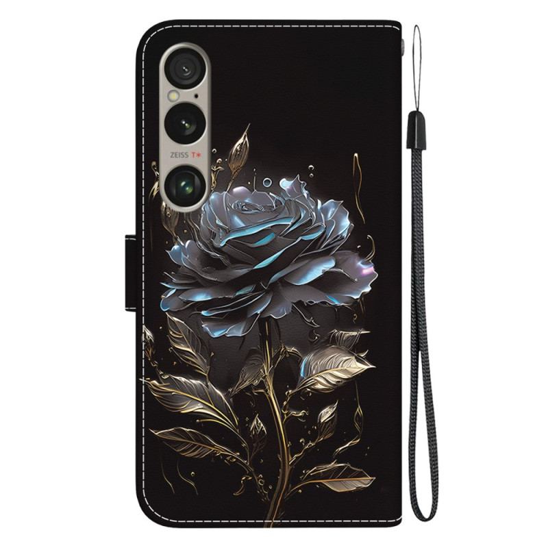 Flip Cover Sony Xperia 1 Vi Sort Rose Med Rem