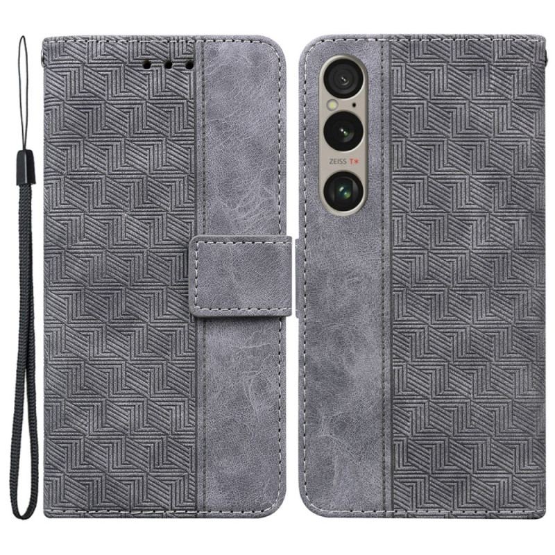 Flip Cover Sony Xperia 1 Vi Strappy Vævet Mønster