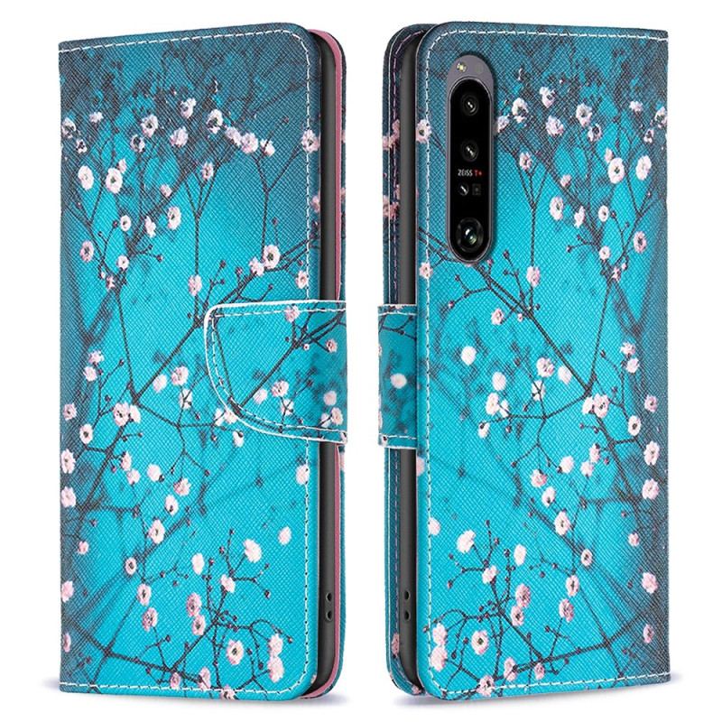 Læder Cover Sony Xperia 1 Vi Telefon Etui Blomstrende Grene