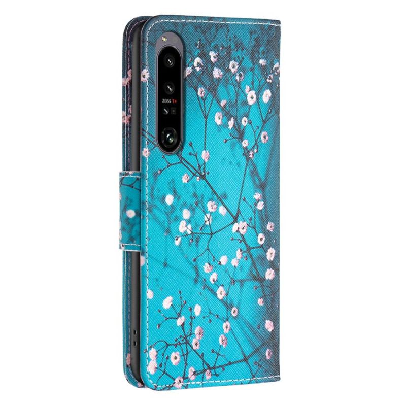 Læder Cover Sony Xperia 1 Vi Telefon Etui Blomstrende Grene