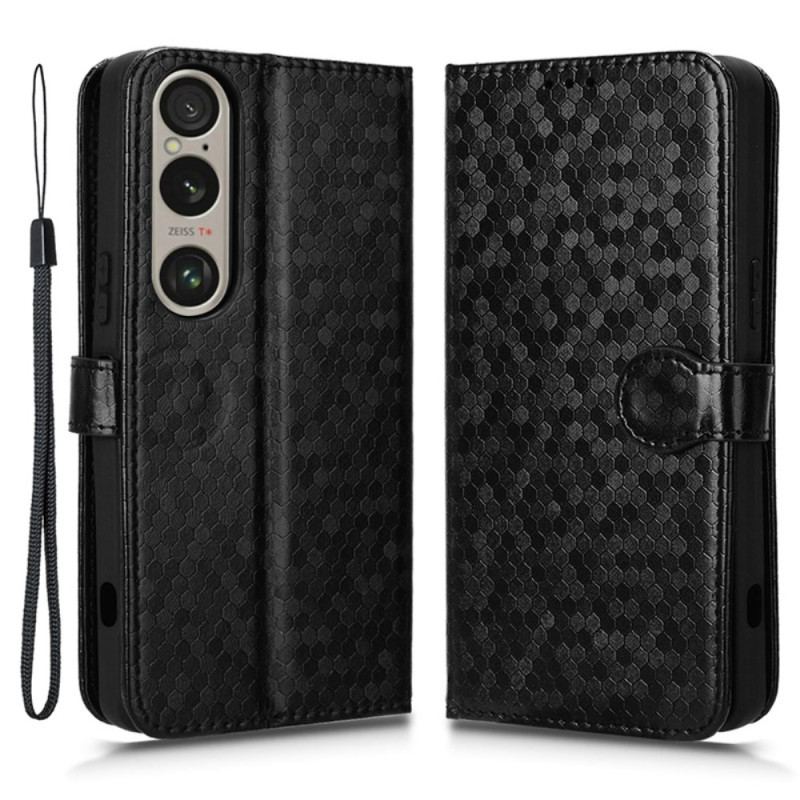 Læder Cover Sony Xperia 1 Vi Telefon Etui Skinnende Prikker Med Rem