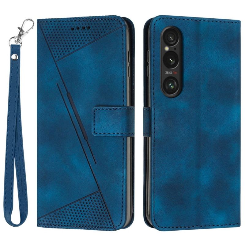 Læder Cover Sony Xperia 1 Vi Telefon Etui Trekantet Remmønster