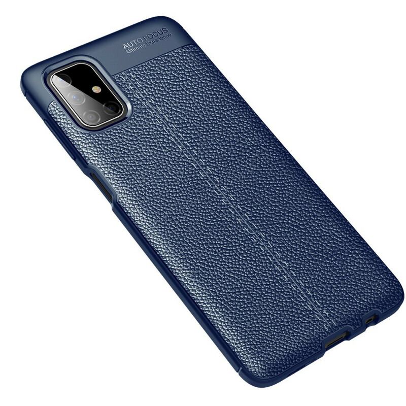 Cover Samsung Galaxy M51 Dobbelt Linje Litchi Læder Effekt