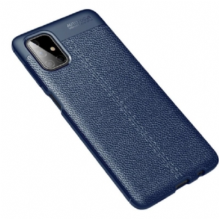 Cover Samsung Galaxy M51 Dobbelt Linje Litchi Læder Effekt