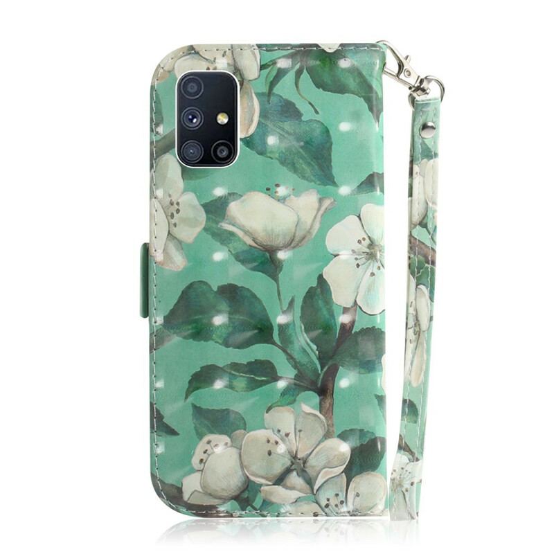 Flip Cover Samsung Galaxy M51 Med Snor Rem Blomstertræ