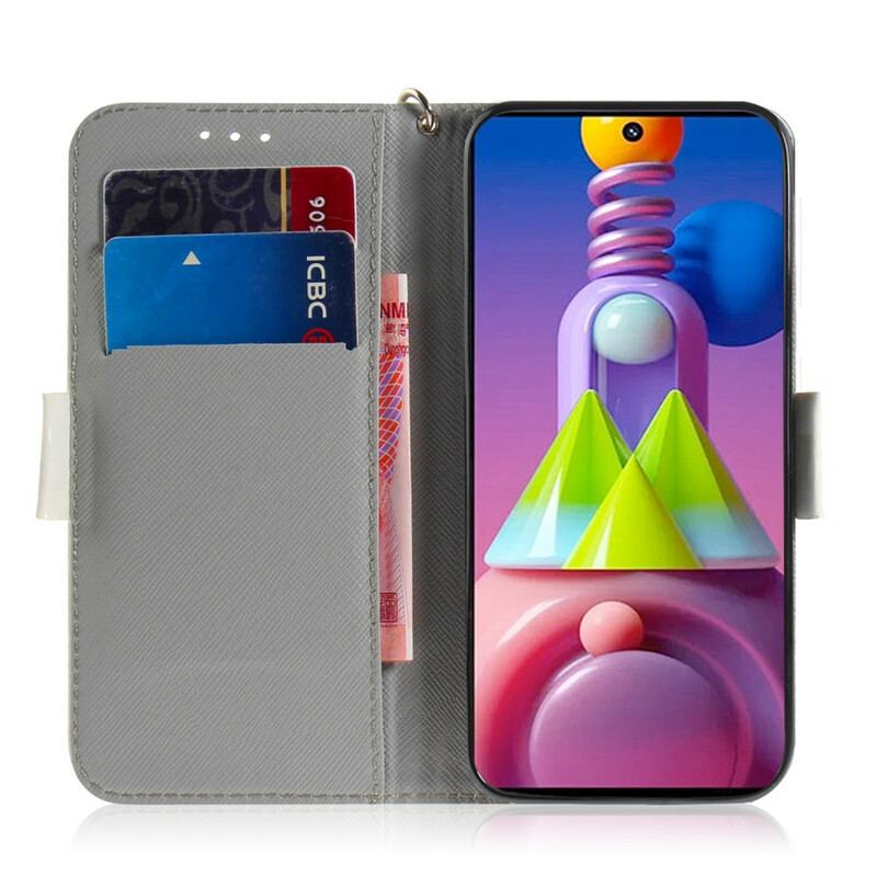 Flip Cover Samsung Galaxy M51 Med Snor Rem Blomstertræ