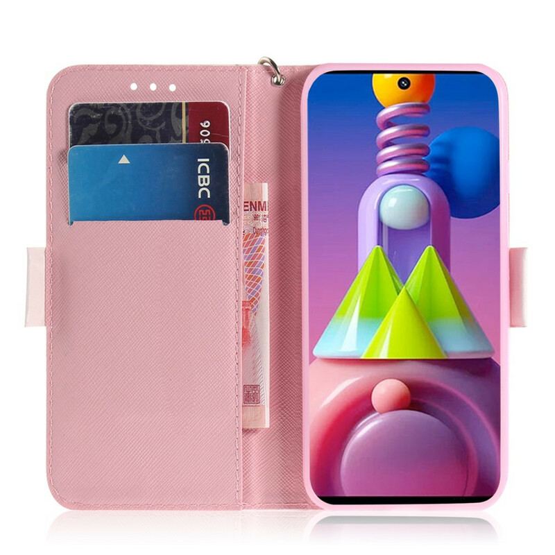 Læder Cover Samsung Galaxy M51 Med Snor Strappy Pumpe