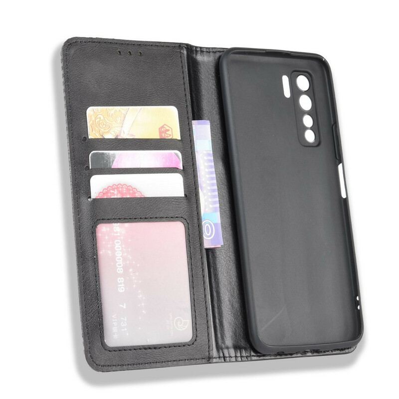 Cover Huawei P40 Lite 5G Flip Cover Stiliseret Vintage Lædereffekt