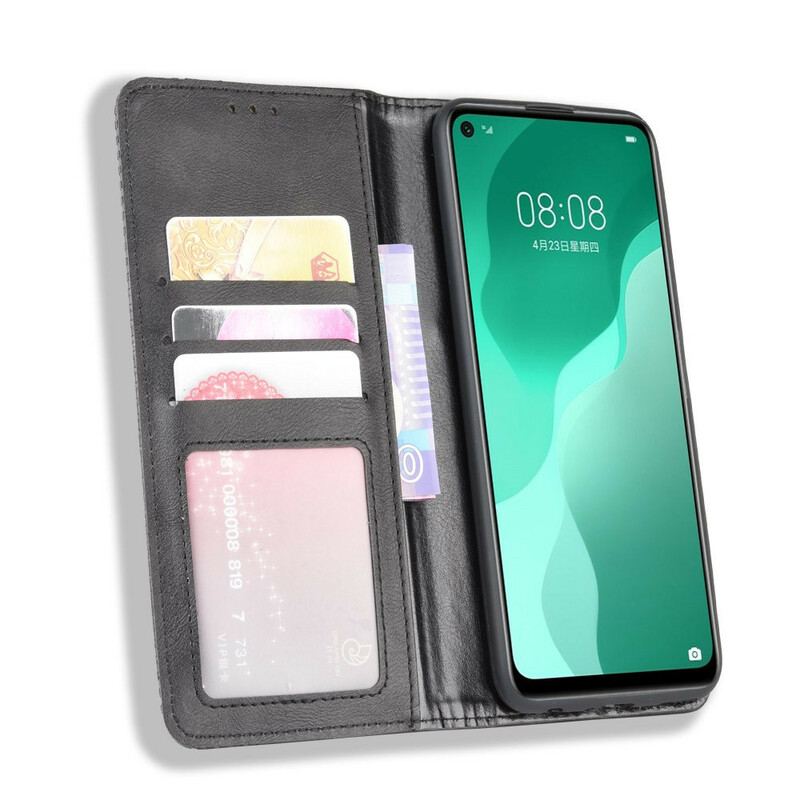 Cover Huawei P40 Lite 5G Flip Cover Stiliseret Vintage Lædereffekt