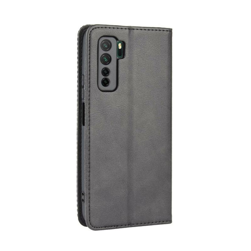 Cover Huawei P40 Lite 5G Flip Cover Stiliseret Vintage Lædereffekt