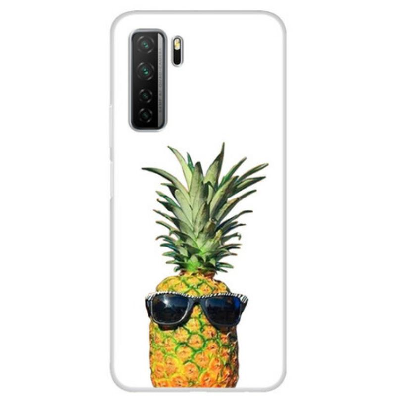 Cover Huawei P40 Lite 5G Gennemsigtig Ananas Med Briller