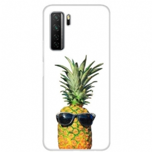 Cover Huawei P40 Lite 5G Gennemsigtig Ananas Med Briller