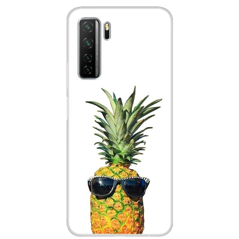 Cover Huawei P40 Lite 5G Gennemsigtig Ananas Med Briller