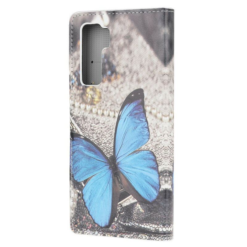 Læder Cover Huawei P40 Lite 5G Sommerfugle Og Blomster 2