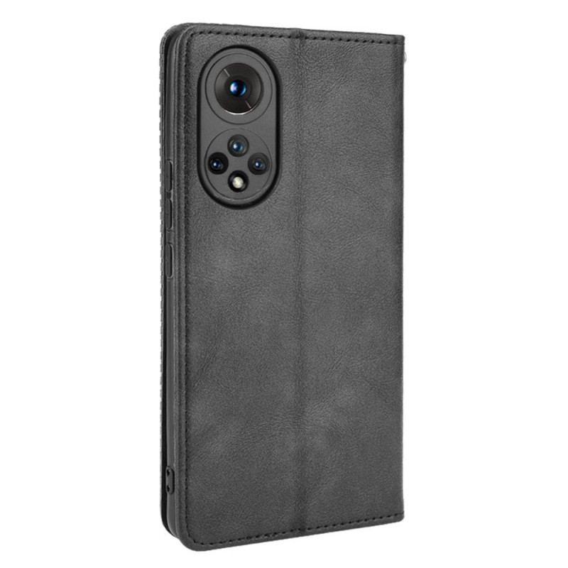 Cover Huawei Nova 9 Flip Cover Stiliseret Vintage Lædereffekt