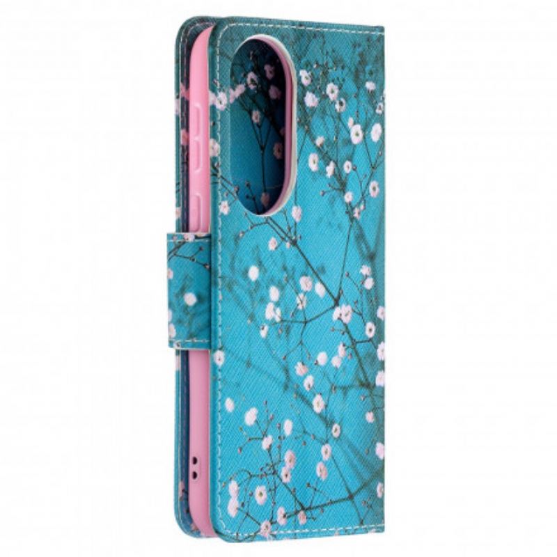 Læder Cover Huawei P50 Blomstrende Træ