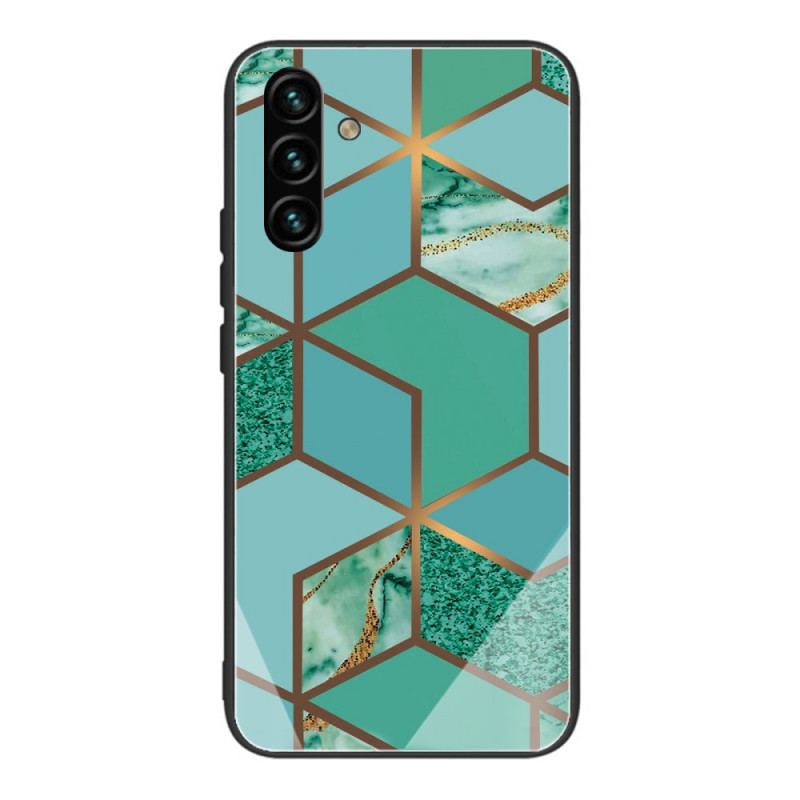 Cover Samsung Galaxy A13 5G / A04s Geometri Marmor Hærdet Glas