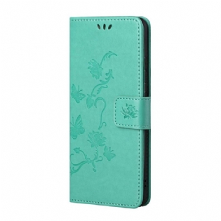 Flip Cover Samsung Galaxy A13 5G / A04s Med Snor Rem Blomster